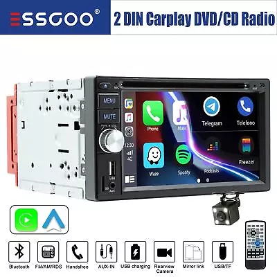 6.2  2 DIN Car Stereo Radio CD DVD Player Carplay Android Auto FM AM RDS +Camera • $105.59