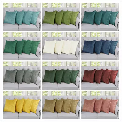 Set Of 4 Cushion Cover Textured Velvet Premium Soft Decorative Throw Pillow Case • $15.99