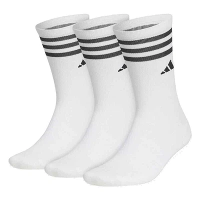 $29.95 • Buy NEW Adidas Crew Socks 3 Pack - White - Drummond Golf