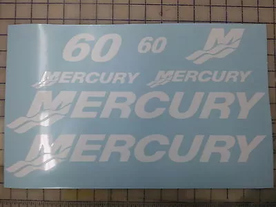 60 HP MERCURY BOAT MOTOR COWL DECAL SET Of 7 Stickers Many Custom Color Choices  • $19.95