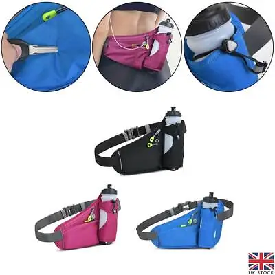 Running Belt Waist Bag Outdoor Sports Fanny Pack Bag With Water Bottle Holder UK • £10.99