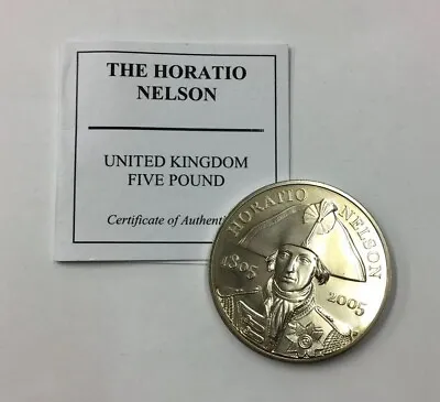 2005 Horatio Nelson Commemorative £5 Five Pounds Coin With COA • £24.95