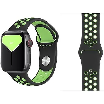 $73.10 • Buy Genuine Apple Nike Sport Loop Watch Band - Black / Lime Blast - 42mm/44mm/45mm