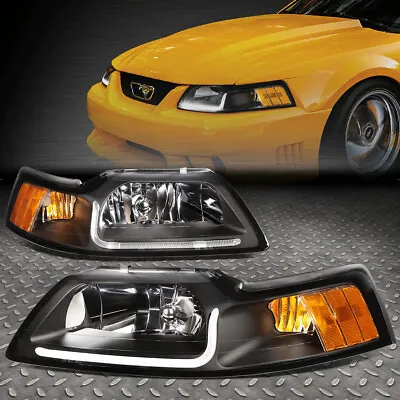 [led Drl]for 1999-2004 Ford Mustang Pair Black Housing Amber Corner Headlight • $111.38