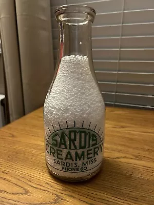 Sardis Creamery Pyro Quart Milk Bottle Magnolia Sardis MS • $20