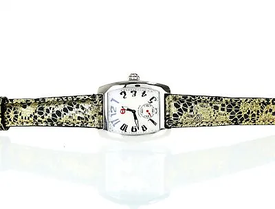 Michele MW02A00A0001 Urban Mini Gold / Black Leather Strap Wristwatch 143707 • $722.50