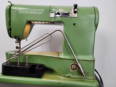 Vintage ELNA Supermatic Sewing Machine Military Green W/ Case • $130