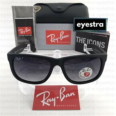 $119.99 • Buy RayBan Justin Polarized Sunglasses Matte Black Grey Gradient RB4165 622/T3 55mm