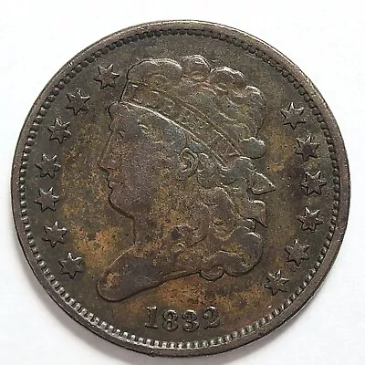 1832 Classic Head 1/2c Half Cent F-VF (C-1 R-2) • $89.95