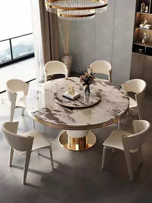 Classic Design Luxurious Marble Top Dining Table Set With Lazy Susan • $2890