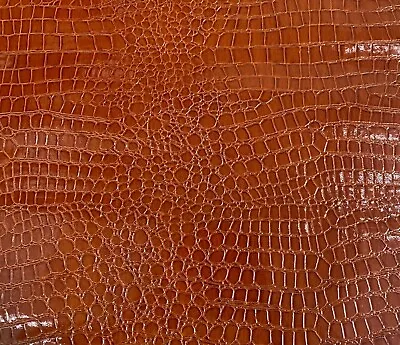 Cinnamon Faux Embossed Crocodile Vinyl Upholstery Fabric-Sold By Yard - 54  • $24