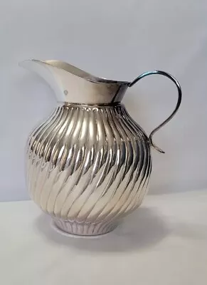 Water Pitcher Vase Silver-tone Swirl Decor Pressnell 6  • $25