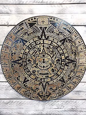 Handmade Aztec Mayan Calendar Plaque 15  Tall Ancient Wall Decor Wood • $55