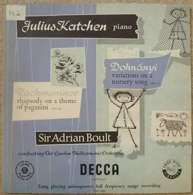 Julius Katchen Rachmaninov Rhapsody On A Theme Of Paganini LXT 2862  VG+/VG+ • £5