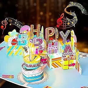  3D Musical Birthday Pop Up Card Blow Out LED Light Candle & Music Happy  • $19.26