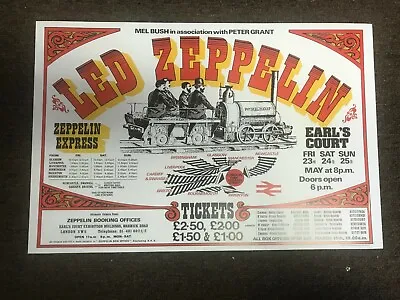 $7.99 • Buy Led Zeppelin Earl's Court Express 1975 Concert Poster - 12  X 18 