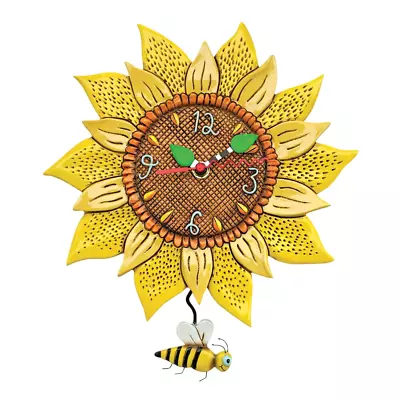 @ New ALLEN DESIGNS WALL CLOCK Swing Pendulum BEE SUNNY Sunflower Home Art Decor • $74