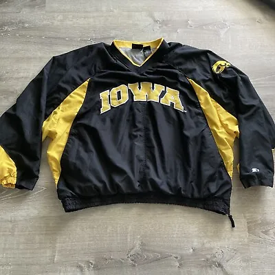 Vtg Starter Iowa Hawkeyes Windbreaker Jacket Mens 3XL Jersey Lined Pockets • $44.87