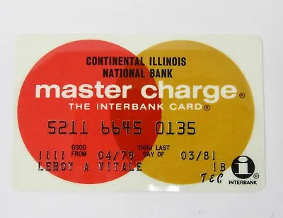 Vintage Master Charge Credit Card Continental Illinois National Bank 1980's • $49.95