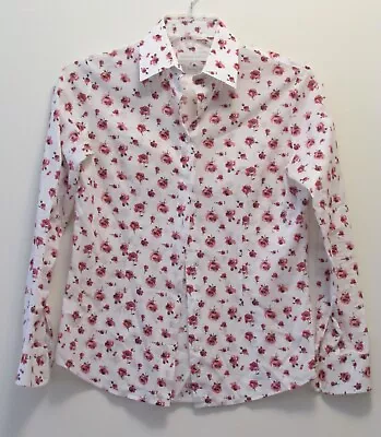 Rhodes And Beckett Red Roses Print Egyptian Cotton Shirt Size 8 - Medium Used • £19.16