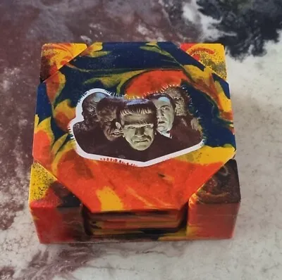  Horror Movies 2  Coaster Set With Holder - Made By Melb Resin Artist • $22.51