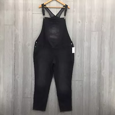 NWT Sonoma Maternity Size XL Black Stretch Denim Bibbed Overalls New With Tags • $42.99