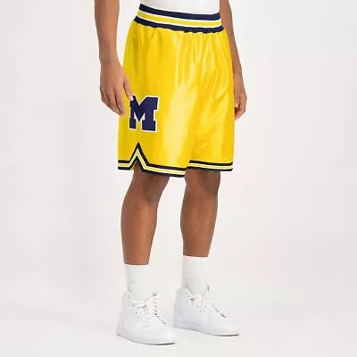 Mitchell & Ness Michigan Wolverines FAB FIVE WEBBER AUTHENTIC SILK Yellow SHORTS • $154