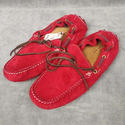 NEW Zara Mens Driving Moccasin Red Suede Casual Shoes US 9 - EU 42 - UK8 • $54.99