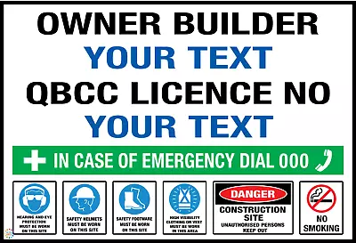 Queensland Owner Builder Sign - Qld Builder Compliant Sign (qbd01) • $131.99