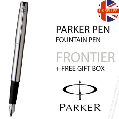 £12.99 • Buy Genuine Parker Frontier Stainless Steel - Fountain Pen - Silver Trim - Gift Box