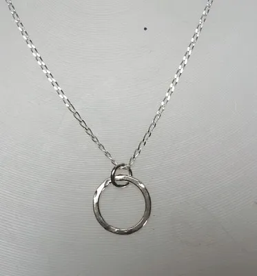 Cute Sterling Silver Handmade Karma  Friendship Circle Necklace. • £12