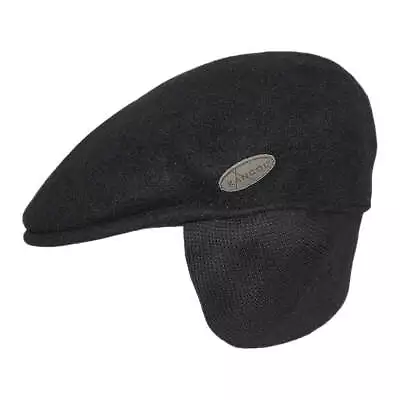 Kangol Wool 504 Earflaps Flat Cap - Black • £64.95