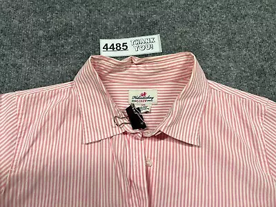 J Crew Womens Shirt XS Pink Striped Haberdashery Stretch Button Up GUC • $14.99