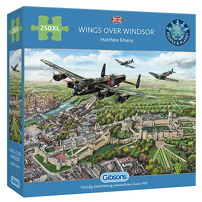 Gibsons Wings Over Windsor 250XL Piece Jigsaw Puzzle Fighter Jets War Countrysid • £14.50