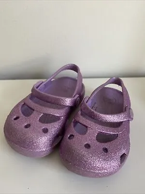 £15.37 • Buy Crocs Purple Kids Size 6 Child Shayna Sparkle Mary Jane Style Play Shoes Rubber