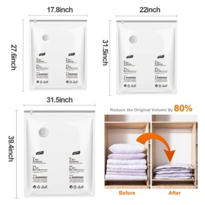 $8.88 • Buy Jumbo Vacuum Storage Bags Space Saver Bag Vacuum Sealer Compression Vac Pack Bag