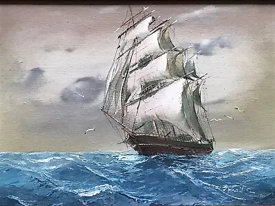 Oil Painting On Board Of Ship Galleon • £150