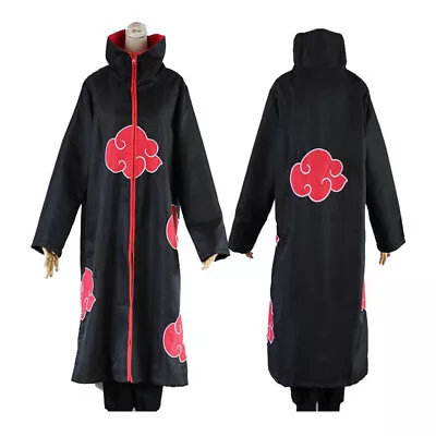 Costume Akatsuki Ninja Wind Coat Uniform Cloak Anime NARUTO Cosplay Halloween • $35.99