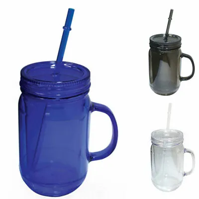 100% BPA Free Mason Jar Cup Sports Bottle W/Straw Double Wall Water Drink 20 Oz • $8.98