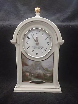 2004 Porcelain Thomas Kinkade Mantle Shelf Clock Sweetheart Cottage Gold Trim Ec • $12