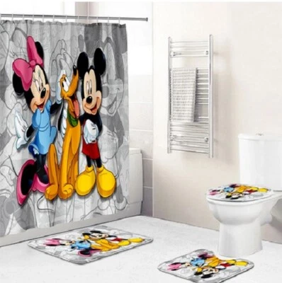 $34.99 • Buy Cartoon Mickey Minnie Mouse Bathroom Sets, Shower Curtain Sets