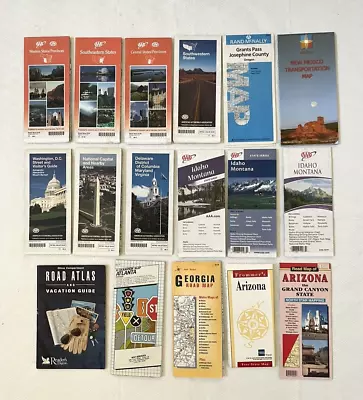 Lot Of 17 Vintage Folding Travel Road Maps AAA Most Of America • $24.90