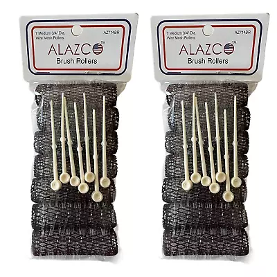 Hair Rollers 14pc Vintage Style - Medium Brush & Pins Mesh Curlers • $14.99