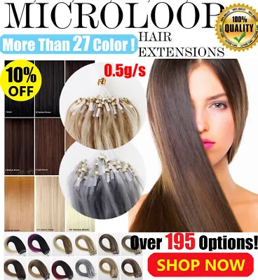 14 -26  Micro Easy Loop Ring Beads 100% Remy Real Human Hair Extensions 100S UK • £22.99