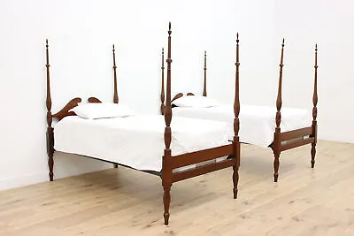 Pair Of Georgian Design Mahogany Vintage Twin Poster Beds #45980 • $2200