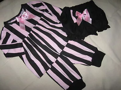 £4.50 • Buy Pink Striped Leggings Alternative Shower Gift Set Black Bloomers Rock Gothic