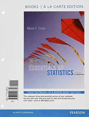 Essentials Of Statistics Books A La Carte Plus NEW MyStatLab With Pe - VERY GOOD • $21.82