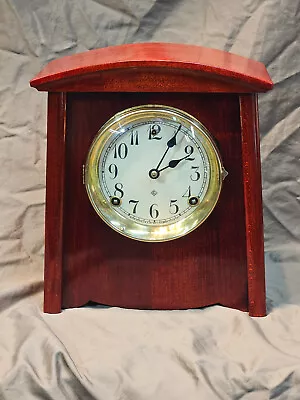 Gilbert Red Mahogany Antique Mission Mantel Clock Circa 1913 Movement Restored • $385