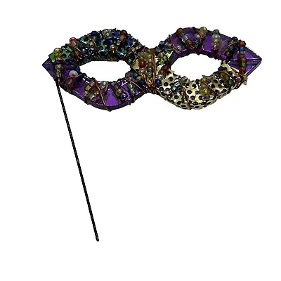 Harlequin Pin Brooch Mardi Gras Mask Handmade Carnaval Hand Beaded Retro Chic • $23.97