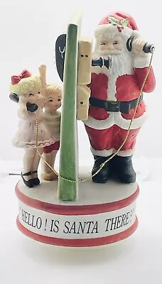 Vintage Ceramic Christmas Music Box Santa Clause “Hello! Is Santa There?” • $39.94